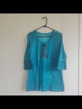 Soft Surroundings Beaded Floral Tunic XS Petites Embroidered Beades Romantic